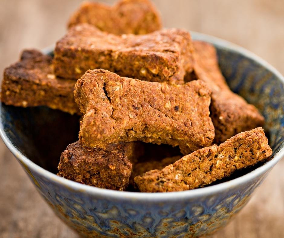 Homemade dog treats made with pumpkin and oats